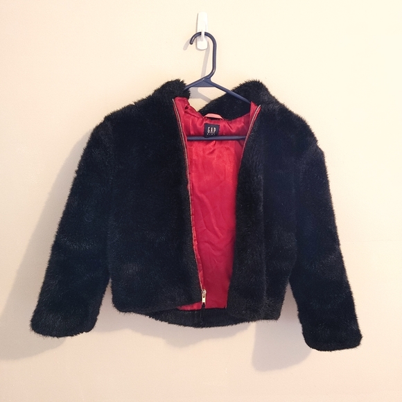 Gap Kids Girl's Black Furry Coat (Kids Size 3T-4T) - Picture 2 of 5